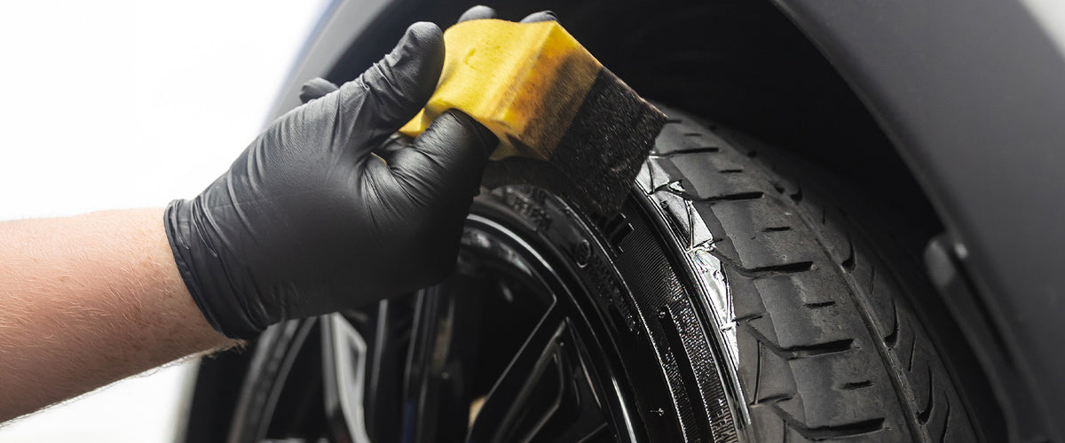 Profile Tyre Dressing being applied with an applicator pad