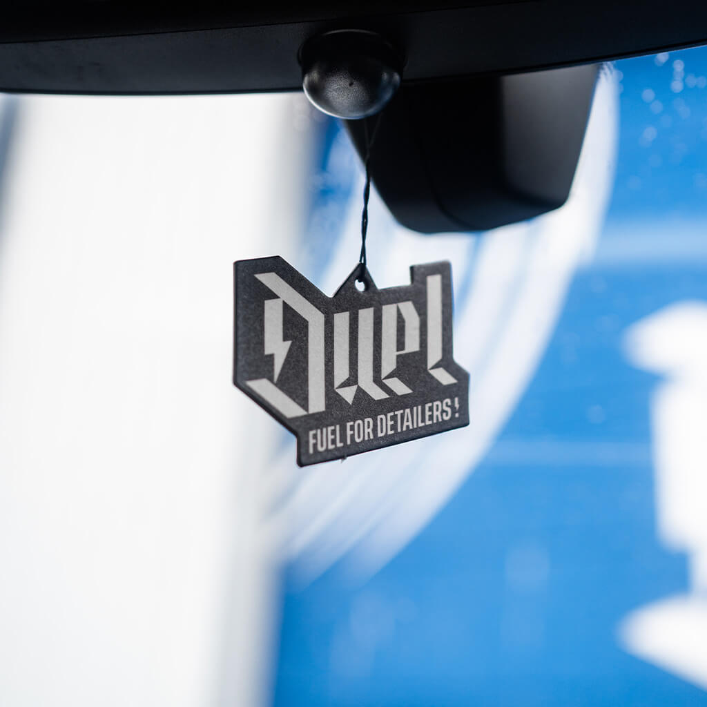 Duel hanging air freshener die cut to shape