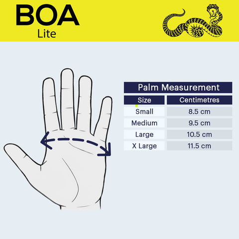 Tough Glove Boa Lite hand size guide