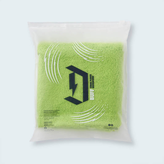 Coral Fleece Microfibre Cloth Green in packaging