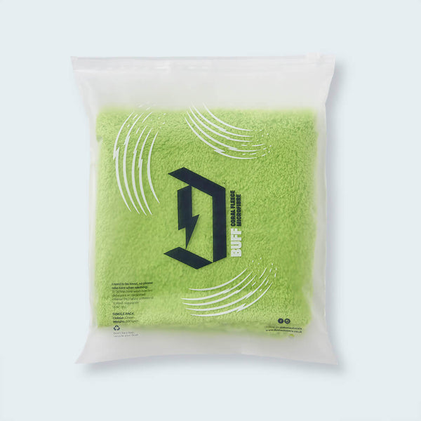 Coral Fleece Microfibre Cloth Green in packaging