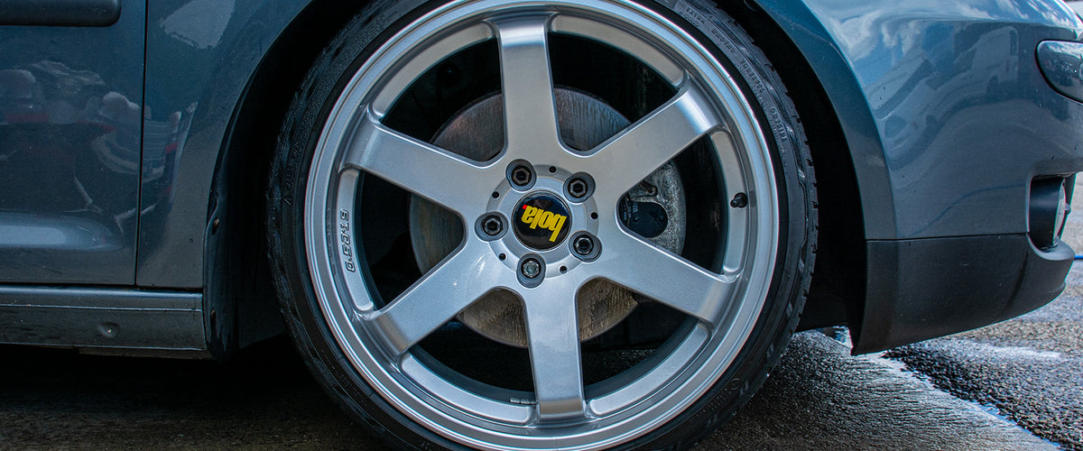 Clean alloy wheels with dressed tyres — the finished result