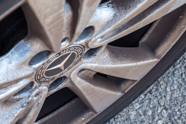 Dirty alloy wheel