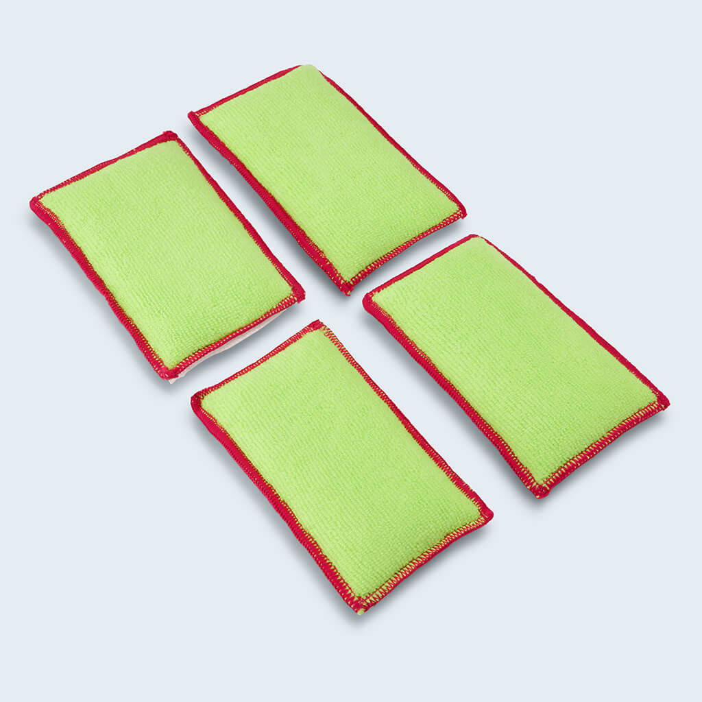 Duel scrub pad 4 pack laid out