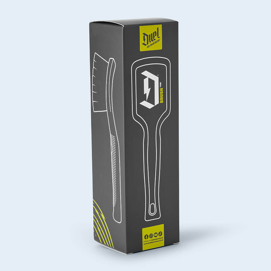 Duel tyre scrubbing brush in its packaging