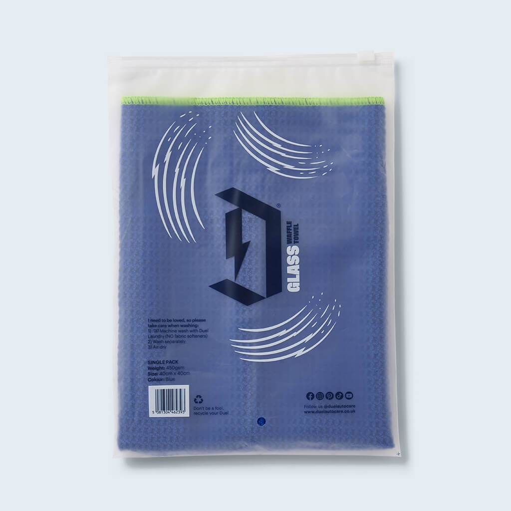Duel glass waffle towel in packaging