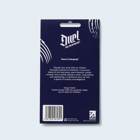 duel Ombre Nomade hanging car air freshener rear side of packaging
