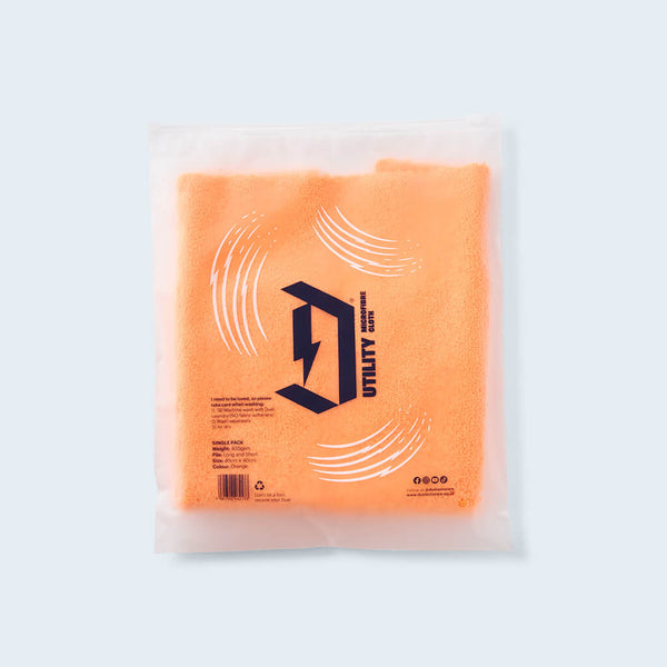 Orange Utility Dual-Sided Microfibre Cloth in Ziplock bag