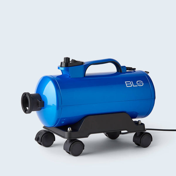 BLO AIR-GT Car Dryer Blower Blue unit on swiveling wheelbase