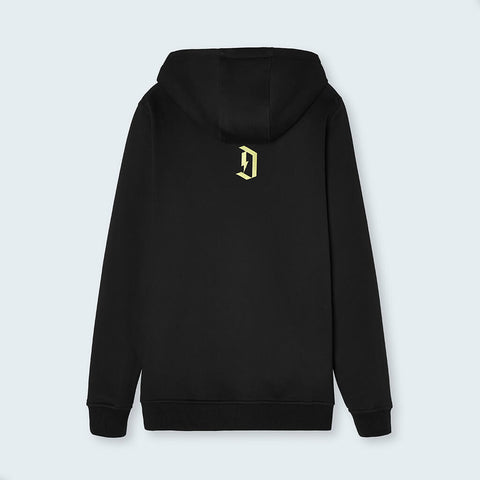 Duel Hoodie 4d black rear with "D"