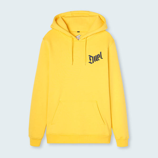 Duel Hoodie 4d Yellow front with Yellow Logo