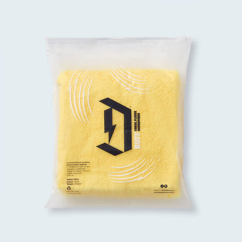 Coral Fleece Microfibre Cloth Yellow in packaging