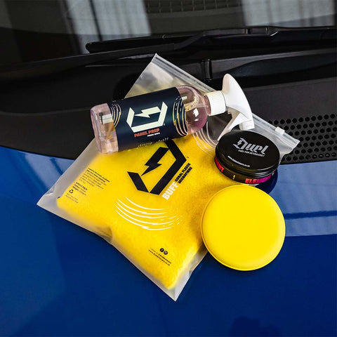Duel's Element Hybrid Wax Kit Sitting On a Car Bonnet