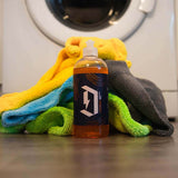 Duel Laundry infront of Duel microfibre products